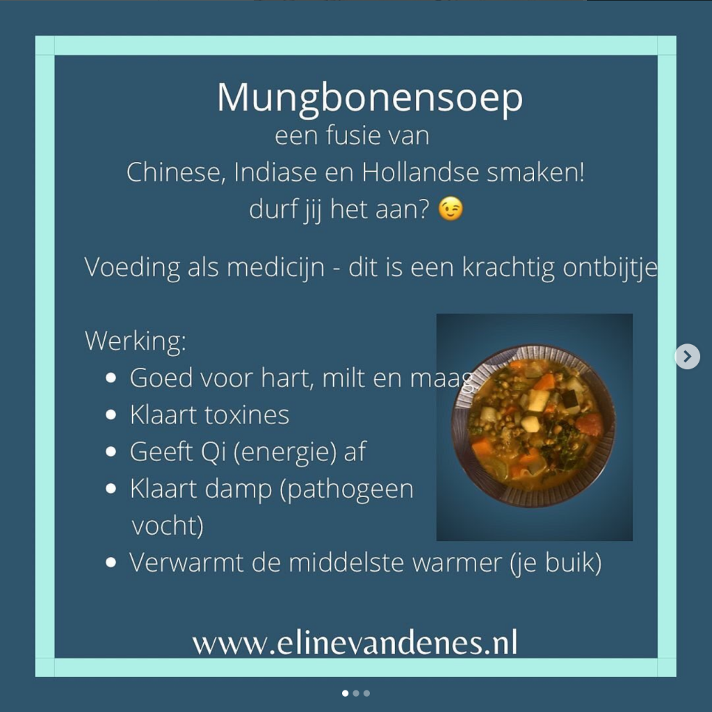 Mungbonen soep warme ontbijt ideeen voeding als medicijn TCM TCG Traditionele Chinese Geneeskunde