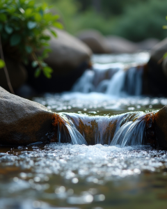 Vrije doorstroom van qi. een rivier met een vrije doorstroom. acupunctuur, tcm tcg